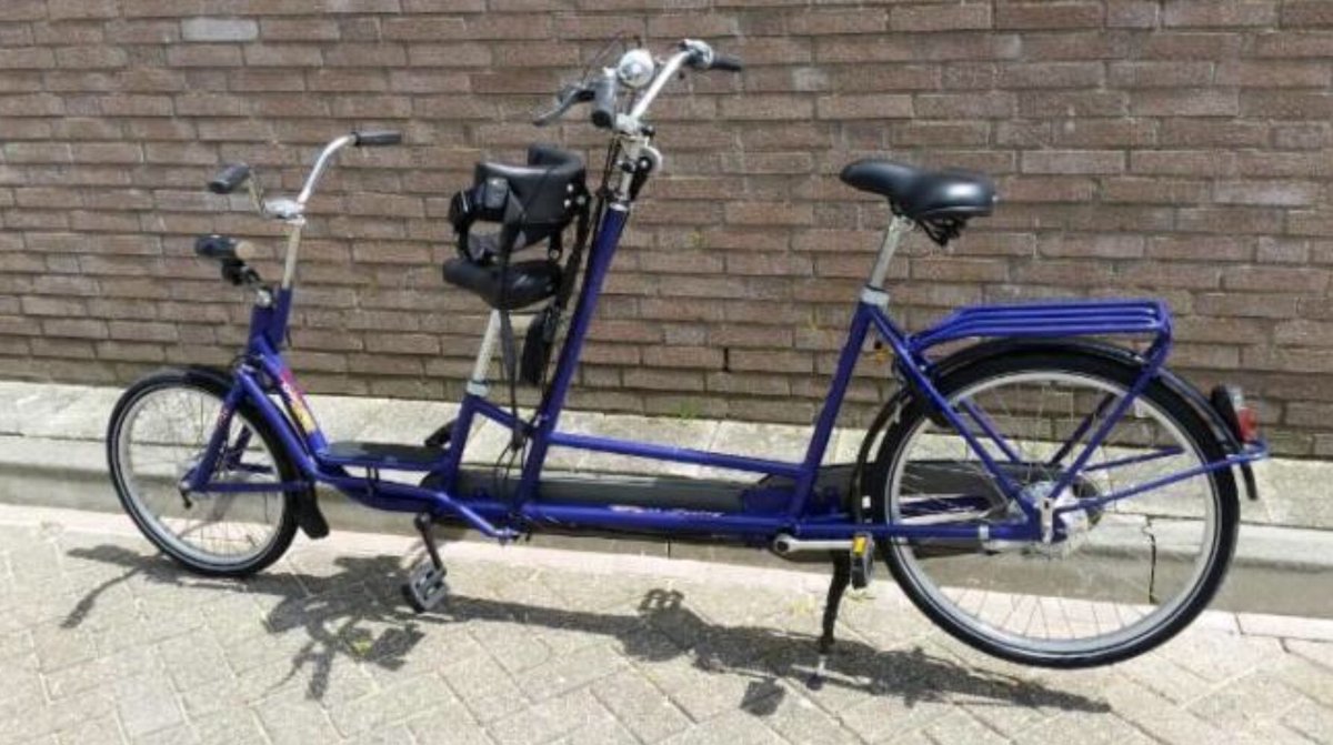 Onze op maat gemaakte tandem fiets (ons enige vervoersmiddel) is gestolen bij De Jumbo in Tiel. 😢
Merk Nijland - Sunny Nindo met trapondersteuning. 
Het voorste zadel heeft rugondersteuning met een veiligheidsriem. Fiets stond op slot. 
RT = erg fijn!