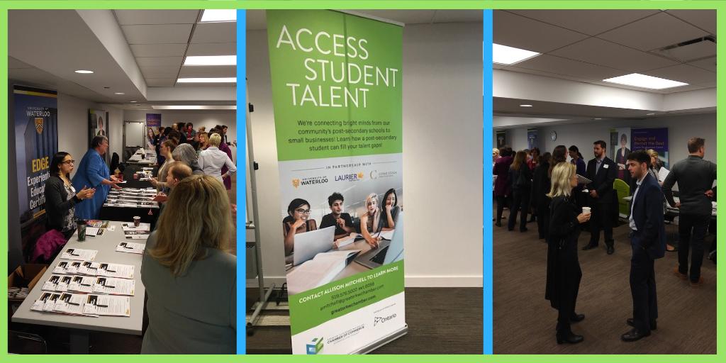 GKWCC's tweet photo. Great crowd at the #AccessStudentTalent event today with representatives from @HireWaterloo, @LaurierCoop, and @Conestoga_Coop. Lots of great connections made. Reach out to us for more info about how to work with students. https://t.co/r8gssb4oEk https://t.co/33m4LlhOCs