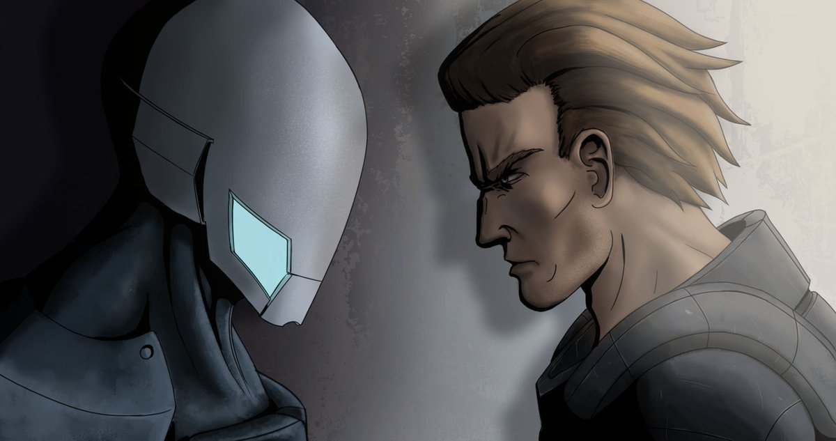 Scythishere's tweet photo. A screen I did for @LegionsAtWar here the Steal and T face each other down. I'll be doing an animated version soon. I think my art is improving quite a lot. #indiegames #digitalart #faceoff https://t.co/AWT5MobO6w