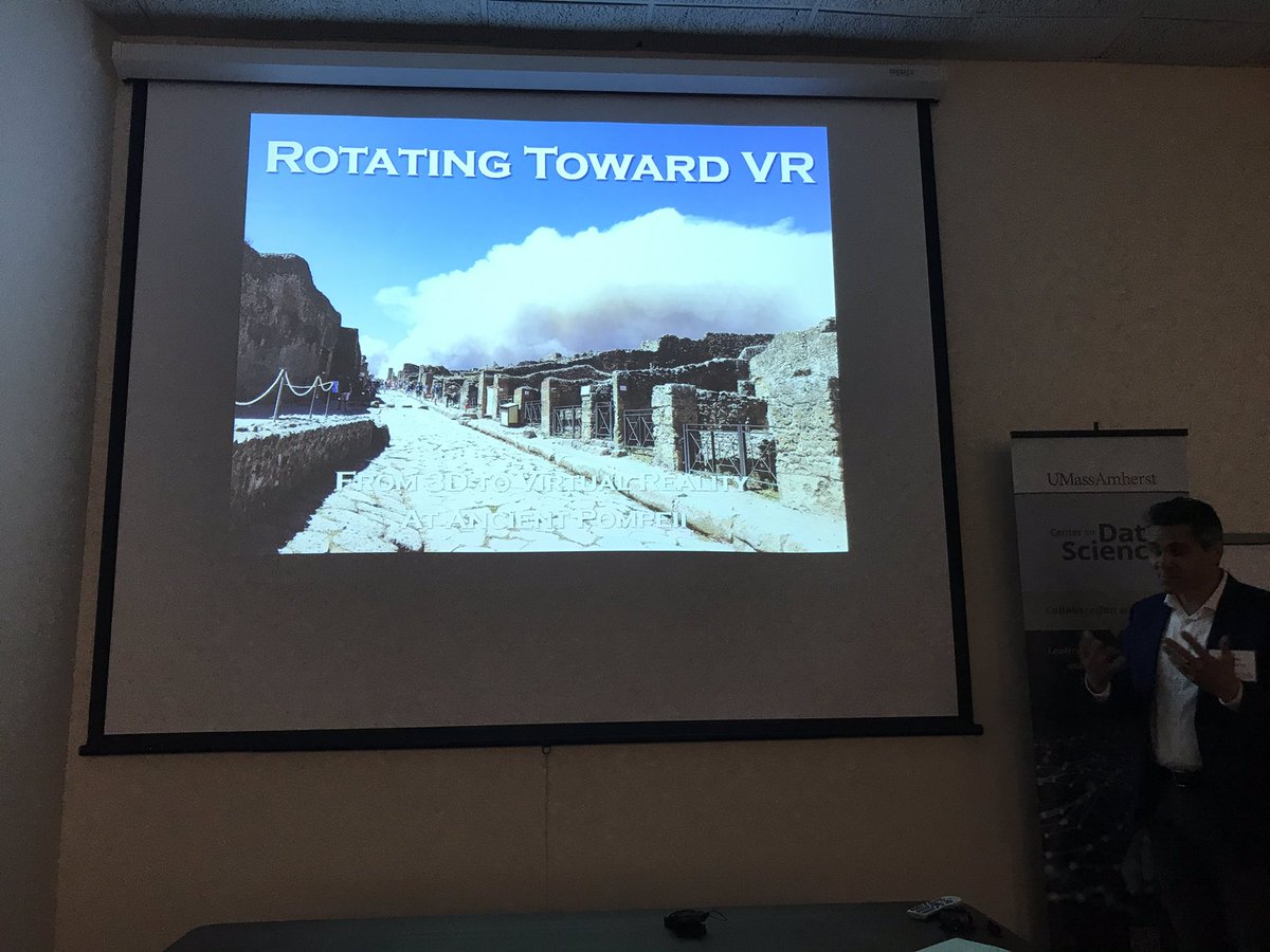 UMassDataSci's tweet photo. Talk from Eric Poehler @Pompeiana79 From 3D to #VirtualReality at Ancient Pompeii. #umassdatascience https://t.co/oTAdpkbRAd
