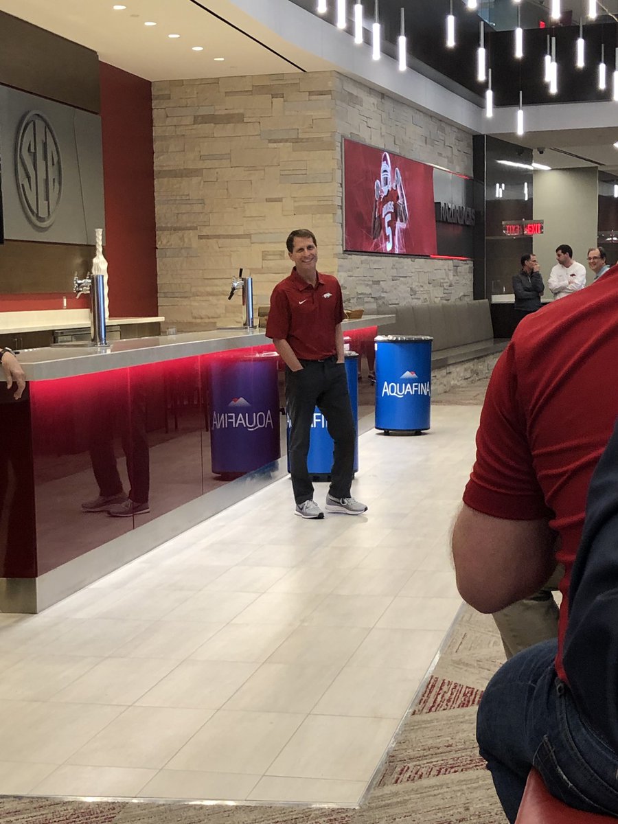 CCGosnell's tweet photo. "Get ready for enthusiasm, energy and FAST play" 

Thanks for stopping by today, @EricPMusselman 
#leadershiparkansas @RazorbackMBB https://t.co/8Qy9qOG45x