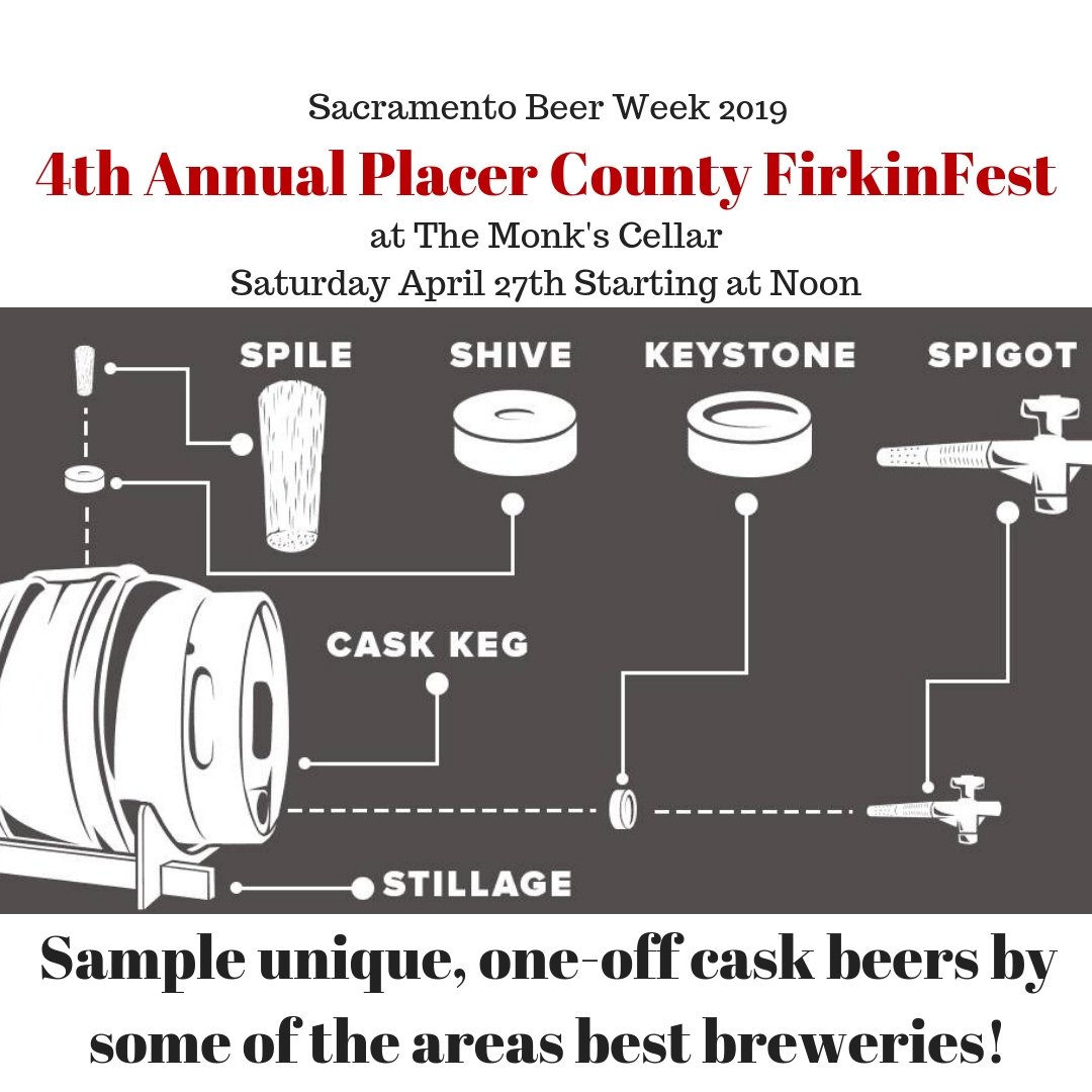 themonkscellar's tweet image. FirkinFest is back for a 4th year! In one day you'll have the chance to sample different cask beers from some of our favorite breweries. All one-off beers you may never see again. Don't miss what's become one of the most anticipated events of @SacBeerWeek_ monkscellar.com/2019-beer-week…