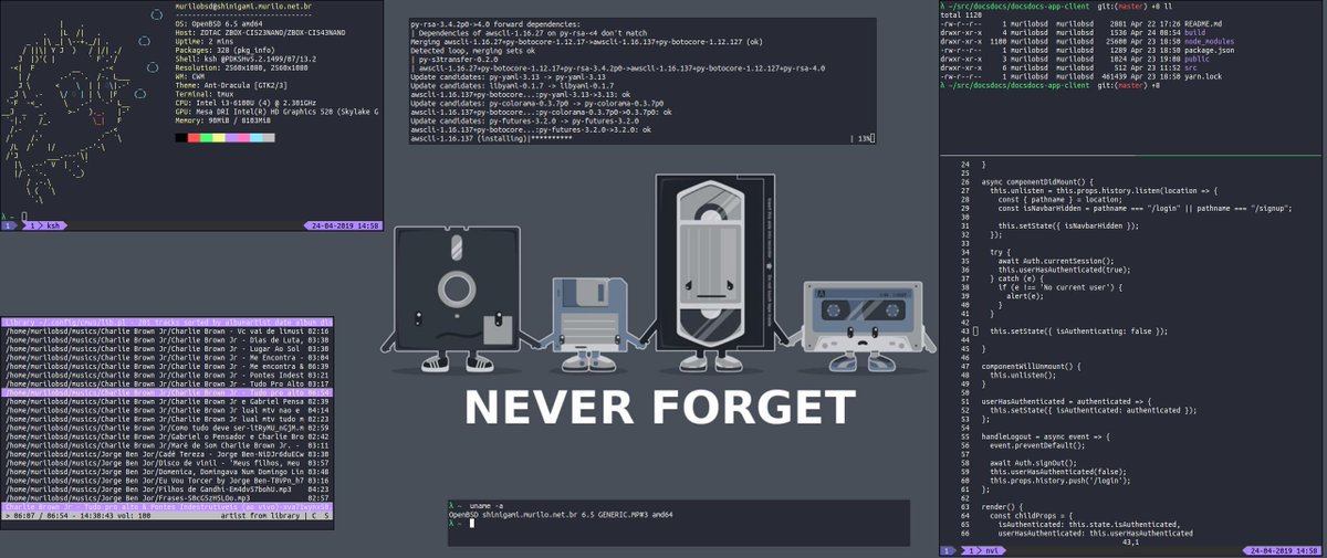 MuriloIjanc's tweet photo. Welcome back! #OpenBSD #OpenBSD6.5 #simplelife #NeverForget 

@romanzolotarev https://t.co/qRjdKfVdeD