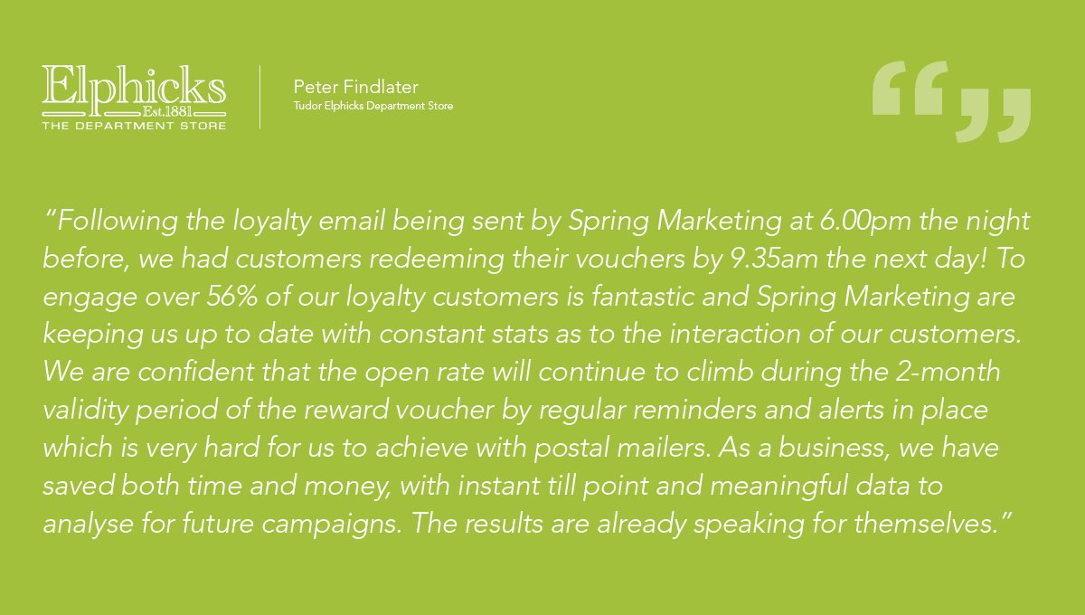 Spring_MarketUK's tweet photo. We took Tudor Elphicks department store's Reward Card Mailer offline to online and the results were instant! 
How can we help you? talk to us today!
https://t.co/vNELkVJqnJ https://t.co/5jTAtufbdy