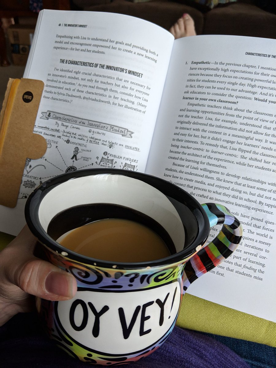 MrsRussinAvon's tweet photo. Reading #InnovatorsMindset, using the @ipevo page stay and padpillow that I got at #EdCampCLE, and enjoying a cup of coffee in my favorite mug from freshman year of college. Spring break is glorious! https://t.co/DLS0PuyTeN