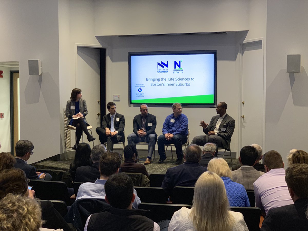 crrchamber's tweet photo. Companies are choosing to move into the suburbs and staying. Our panelists, #TysonRenoso of @KSProp, #ChrisPrimiamo of @Karyopharm, #JeffBehrens of @LabShares and #TravisMcCready of @MALifeSciences, agree and shared their thoughts! @N2district https://t.co/tu3svvapQ8
