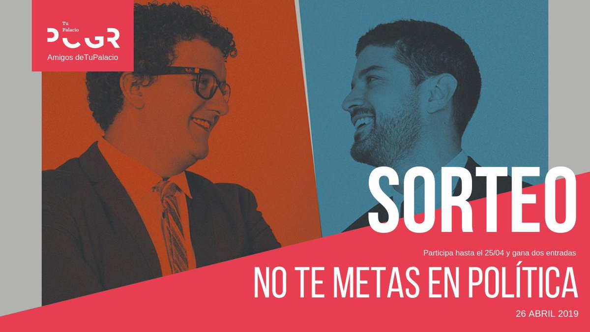 AmigosTuPalacio's tweet photo. #SORTEO
No podía estar más acertado este evento para este fin de semana en #TuPalacio #EleccionesGenerales2019

Haz RT Comentando y Recomendando con Mencionando a un amigo/a por qué debería de formar parte de #AmigosdeTuPalacio
Bases> https://t.co/AZ1IUJhG3S
Hasta las 9h - 25/04 https://t.co/TjJ5uiapHr