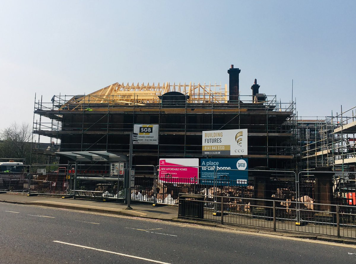 wm_brown's tweet photo. The @CCG_Scotland and @AndersonBellChr project at Holmlea is coming along nicely in the sun! Roof going back on, forming the attic space ready to house our mechanical smoke ventilation system #refurb #smokeventilation #mechanicalextract #cantbelieveitsstillsunnyinglasgow https://t.co/XQk2Nx1Gsi