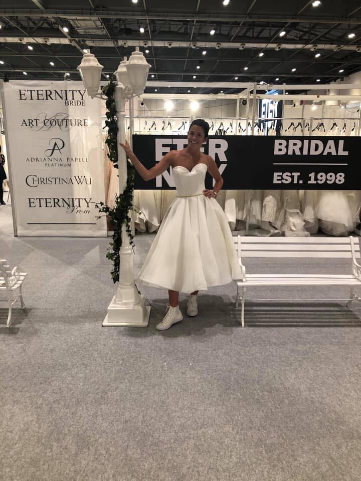 AmoreBrides's tweet photo. Look what's arrived in store!! We are just loving this fab dress from @EternityBride. Imagine your wedding in New York with killer heels, or on a beach with flip flops, or as worn here for your evening reception so you can dance the night away. Perfect!! https://t.co/BYQPR2yvY9