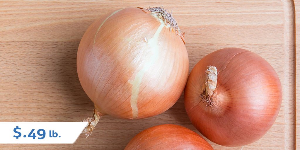 Chop up those flavorful savings with this week's deal on yellow onions. Price good through 5/7.