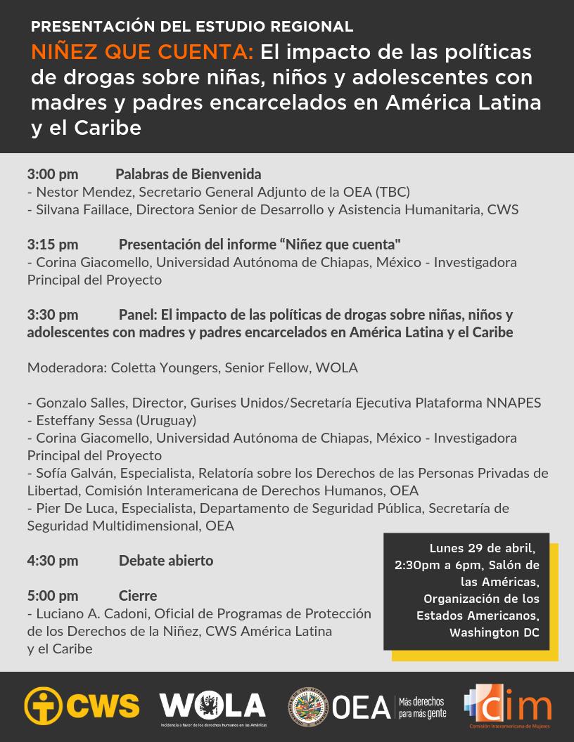 CIMOEA's tweet photo. #RSPV Regístrate aquí https://t.co/u0YeqmMjeH
⚠️ #NiñezQueCuenta Se estima que en #Latam hay casi medio millón de niños, niñas y adolescentes que tienen a uno de sus padres privados de libertad debido al encarcelamiento masivo de personas por delitos menores de drogas. https://t.co/uU3edqkRoJ