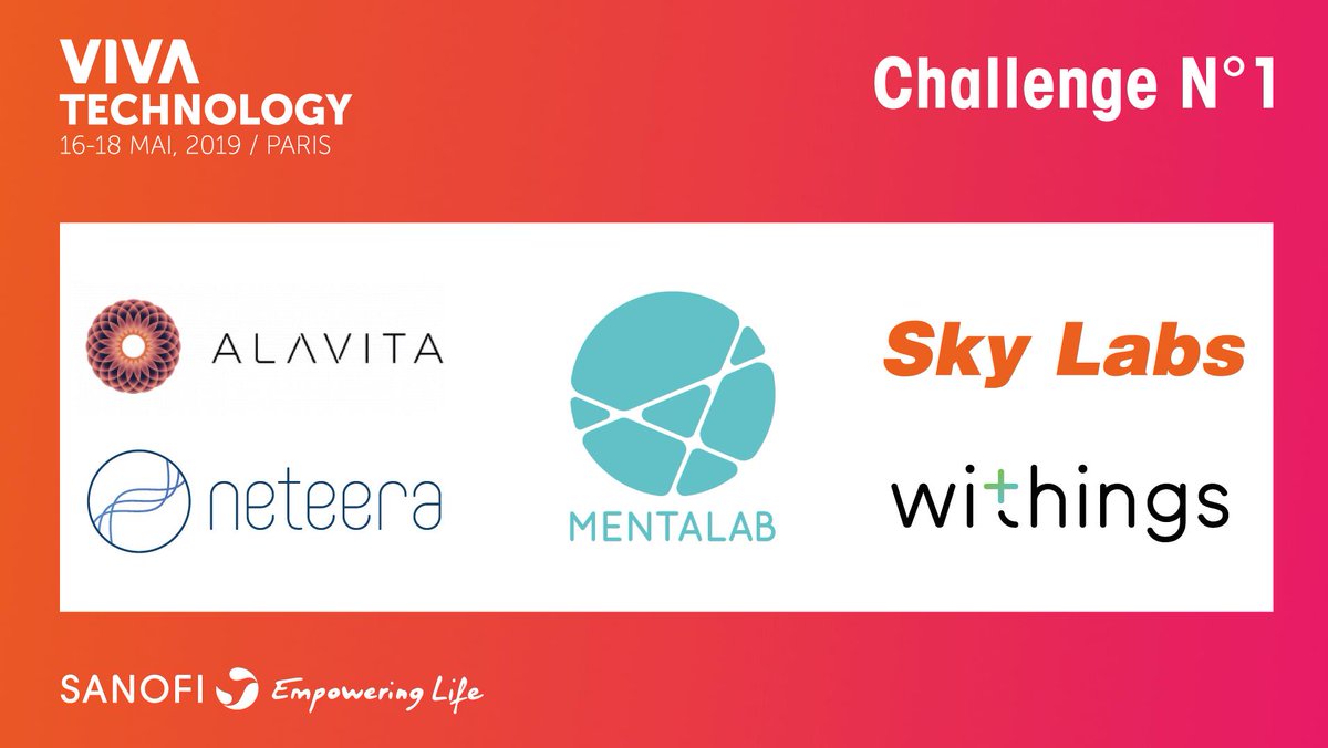 SanofiFR's tweet photo. [#VivaTech] Fiers de vous présenter les #startups sélectionnées suite à notre challenge "#Data &amp; essais cliniques", qui nous accompagneront sur notre lab #Tech4Health🚀 du 16 au 18 mai !

@AlavitaHealth
#Mentalab
#Neteera
#Skylabs
@WithingsEN

👉🏻 https://t.co/lk3g3Xmq5L https://t.co/nXmIaOBQSb