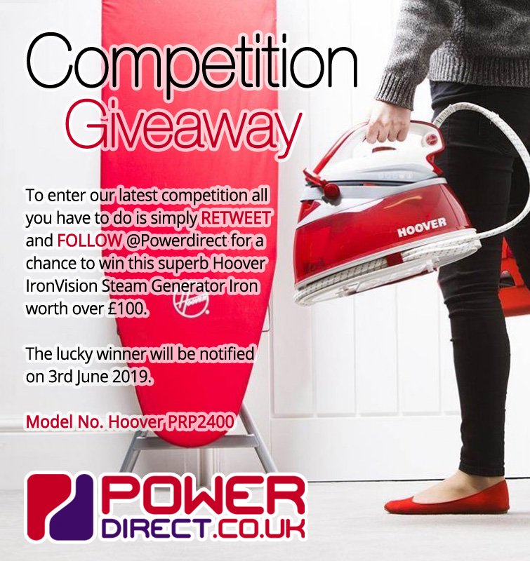 PowerDirectUK's tweet image. #Free to Enter @PowerDirectUK #Competition #Giveaway.. Simply #RT and #Follow for a chance to #Win a Hoover Steam Generator Iron.. Drawn 3rd June 2019.. #WinItWednesday #WednesdayMotivation