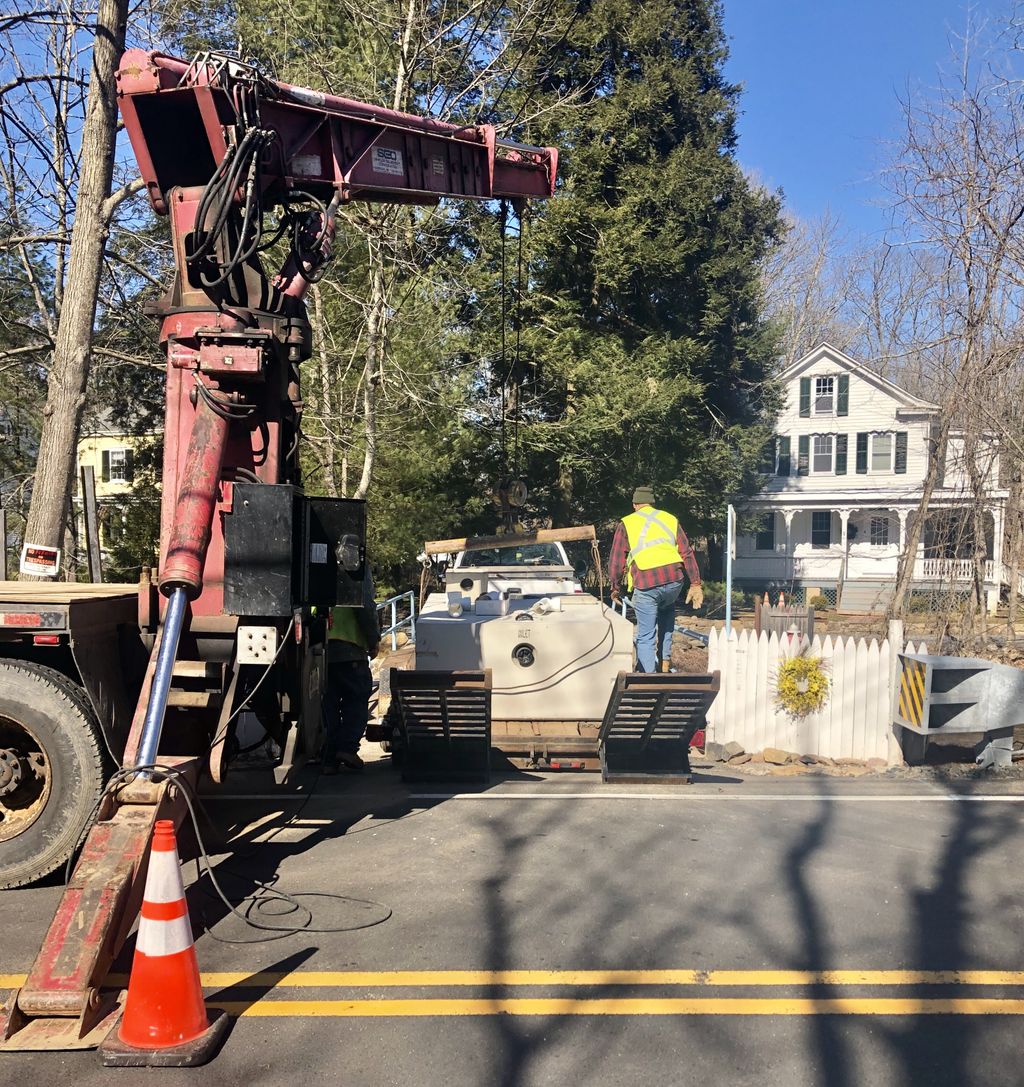 PrecastNJ's tweet photo. Island Road, Gladstone, NJ. An entire row of houses solely accessible over a small four ton bridge. Just another reason why our split-seam precast concrete tanks are so highly favored in the great Garden State. https://t.co/XsB2vhqila