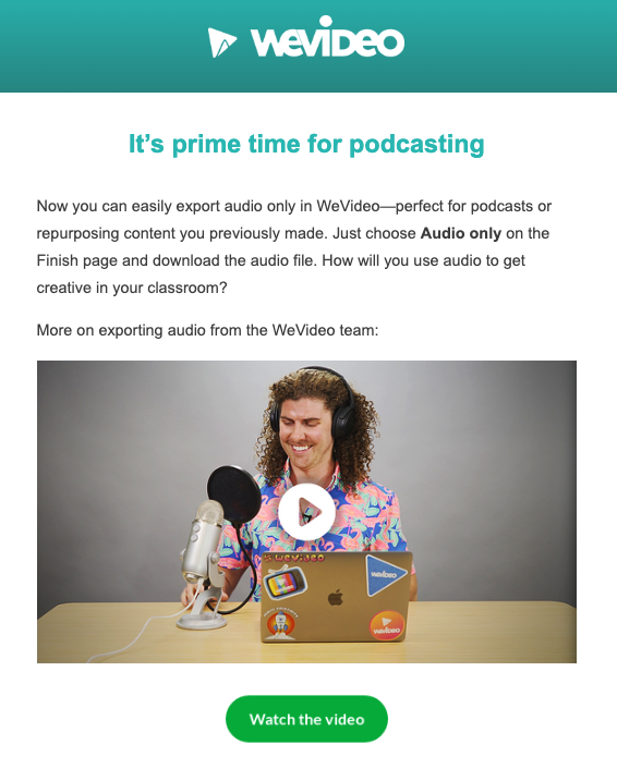 EDUcre8ive's tweet photo. WeVideo Product Update: 
It's time for (Student) podcasting!

https://t.co/XfYBUY05tG

#edtech #MIEExpert #GoogleEDU #TLAP #EXPLAP #education #edapp #podcast #podcasting #podcasts #storytelling #ntchat #suptchat #k12 #elachat #engchat @ncte @NSTA https://t.co/ejZsC3rene