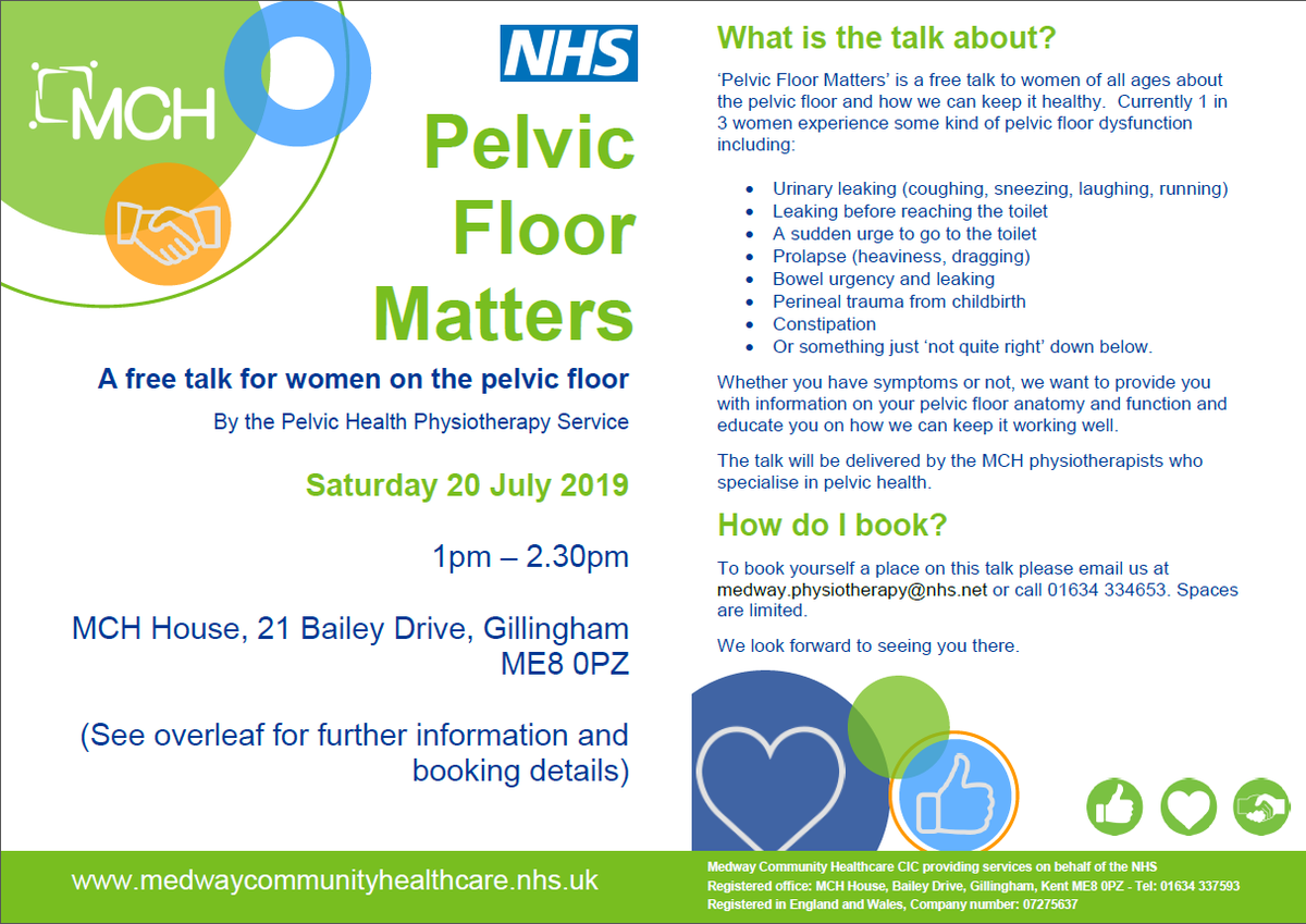 MCHMSKphysio's tweet photo. A free talk on why the Pelvic floor matters. please see our Flier below https://t.co/ubUv3fQ5I6