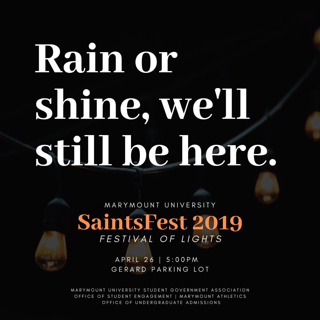 Two days. Be there. 

RSVP on OrgSync to skip the paper waiver at check in! Link in bio. 

#musaintsfest2019 
#marymountuniversity