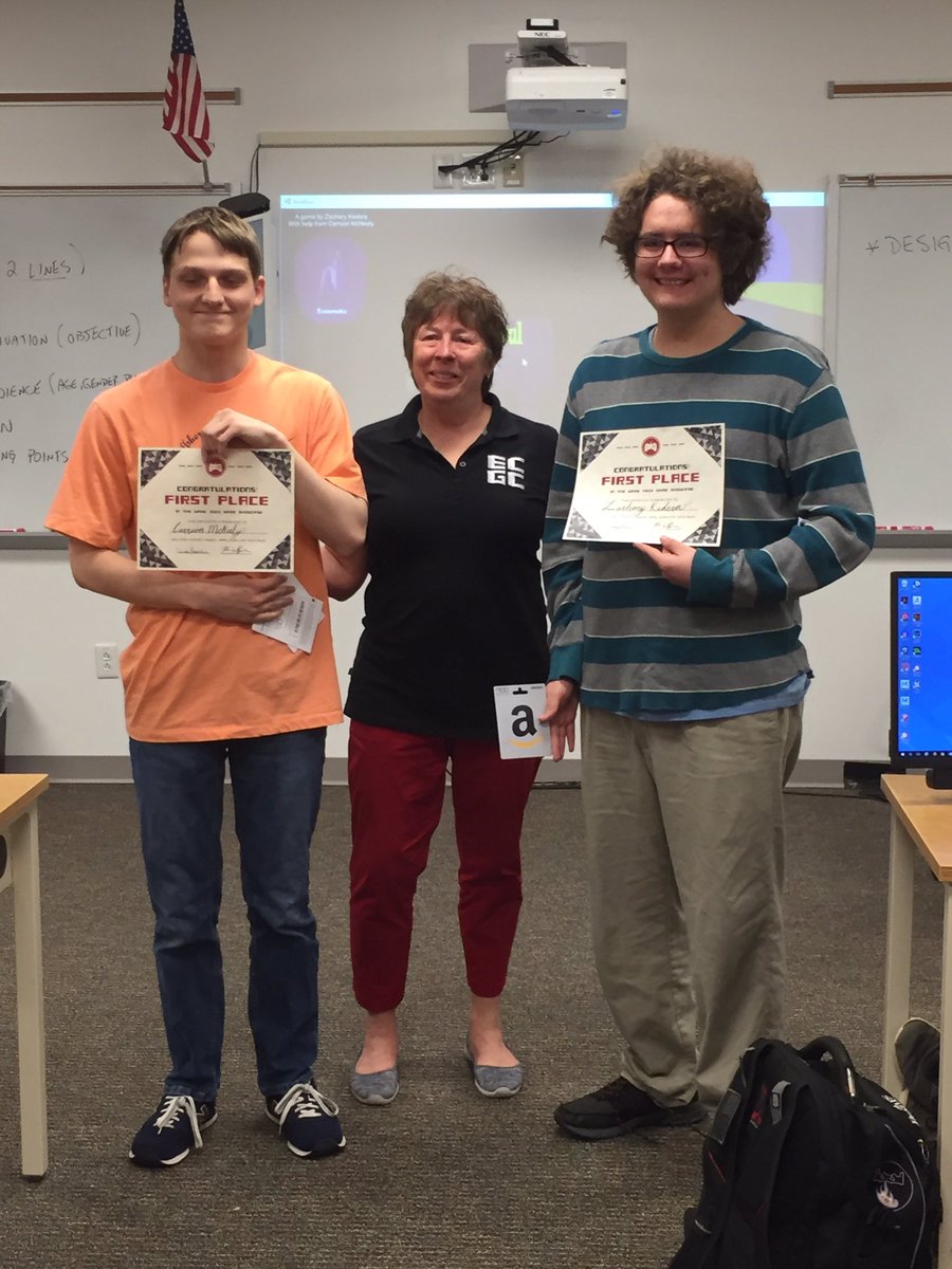 VernonMaloneCCA's tweet photo. 1st Place winners of the Wake Tech Game Showcase featured at the East Coast Gaming Conference! Game: DroidSoul @WCPSS @waketechcc #vmccasgd https://t.co/D1branjsRA