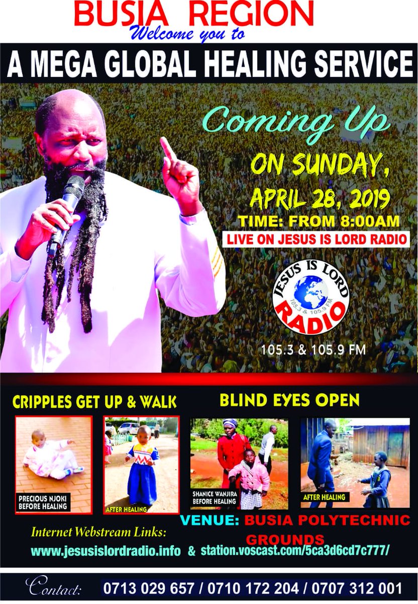 DesterioNyonge1's tweet photo. #AtOneDecree by the servant of the LORD lives of many who did not know what a smile is have been revived and hope restored because their miserable life that was brought by incurable disease GOD set them free therefore let no one miss the 28th healing service across the globe https://t.co/rO1m27gUd6