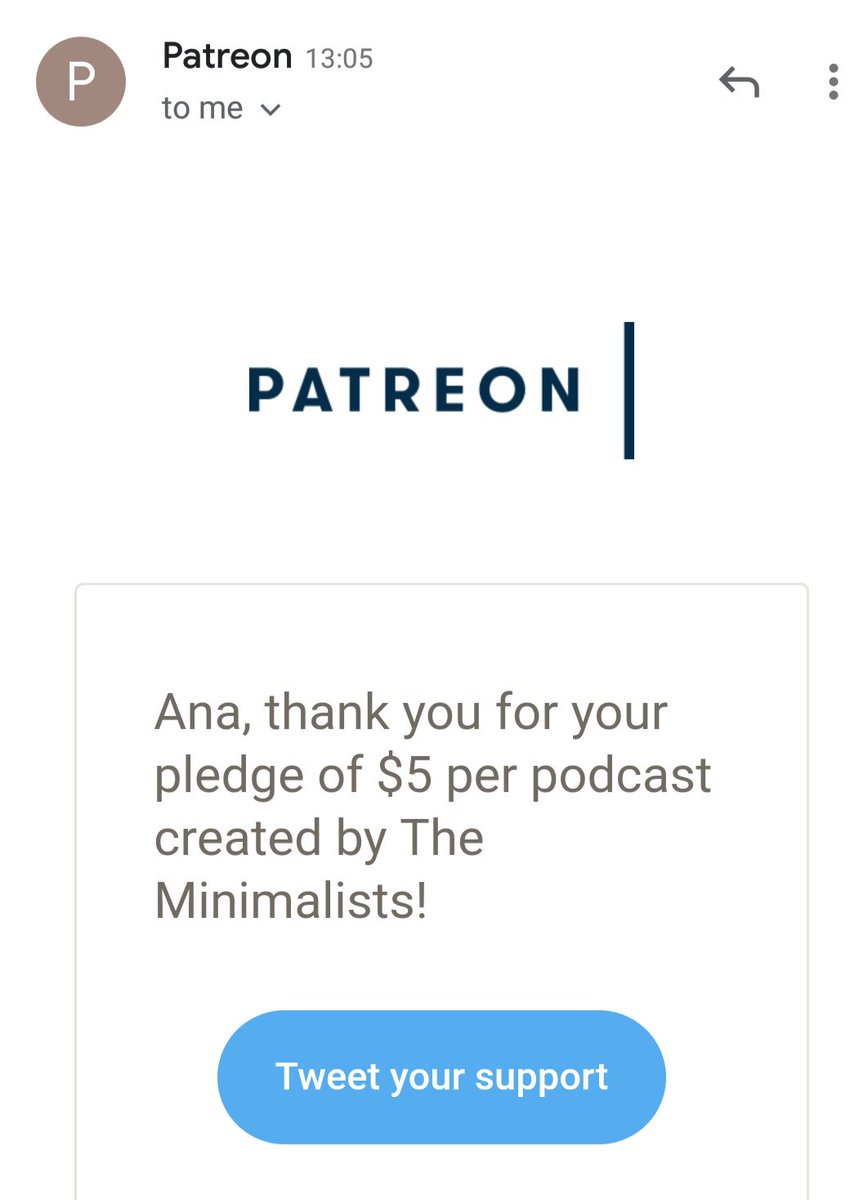 kind_knits's tweet photo. Today I became a patreon supporter to two of the people who has added most value in my life in the last three years. Truly thankful!  @RyanNicodemus @JFM @TheMinimalists https://t.co/UAk0kh8AxH