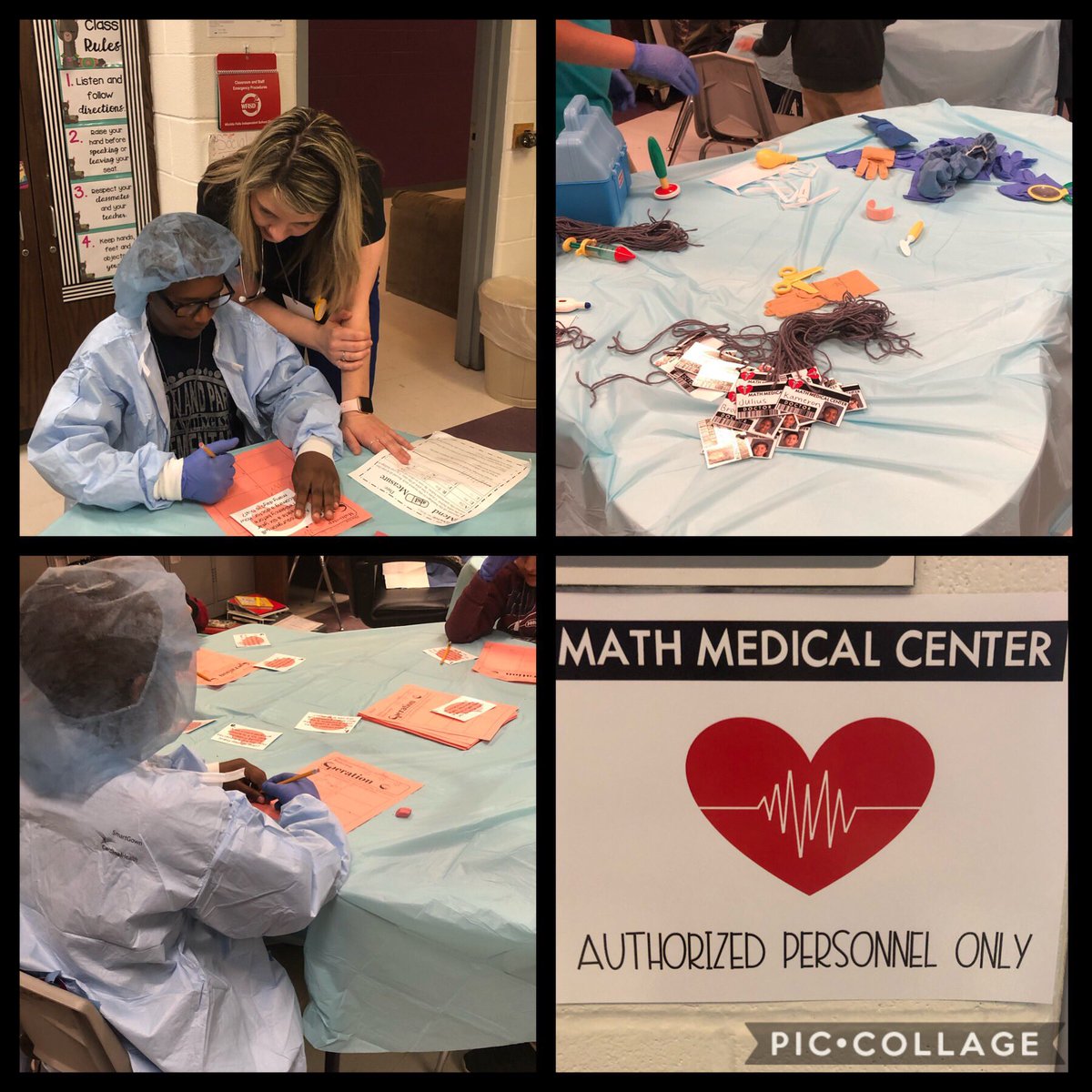 YandellsPlace's tweet photo. Scrub up! We have some mathematical surgery happening in @Dmichaud22 4th grade math class today! #gettingSTAARready #makingmathfun #thedoctorwillseeyounow @WFISDschools @AshleyNLamb @sparkscholars https://t.co/BFjBKDzCE8