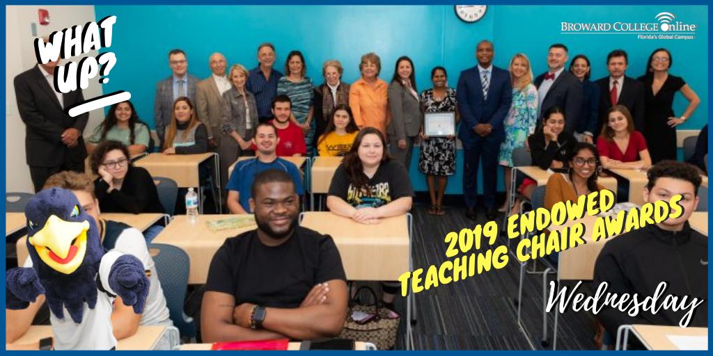 mybconline's tweet photo. Seven Exceptional Faculty Members Recognized with 2019 Endowed Teaching Chair Awards.
Read the article: https://t.co/U2eInlvjSj
#SammySeahawk #WhatUp #Wednesday #BrowardCollegeOnline #MyBCOnline https://t.co/wS2aePgj0Y