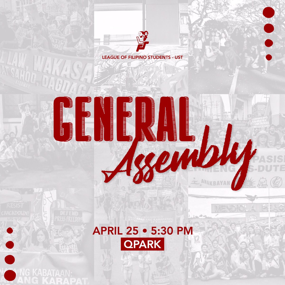 LFSUST's tweet photo. Gusto niyo bang matuto tungkol sa bayan natin? Matagal niyo na ba gustong sumali sa mga diskusyon tungkol sa kasalukuyang sitwasyon ng Pilipinas pero nahihiya kayo?

Sama na kayo sa General Assembly ng LFS bukas at sabay sabay tayong mag-aral, maglingkod, mangahas na makibaka! https://t.co/MhvMr8VqRe