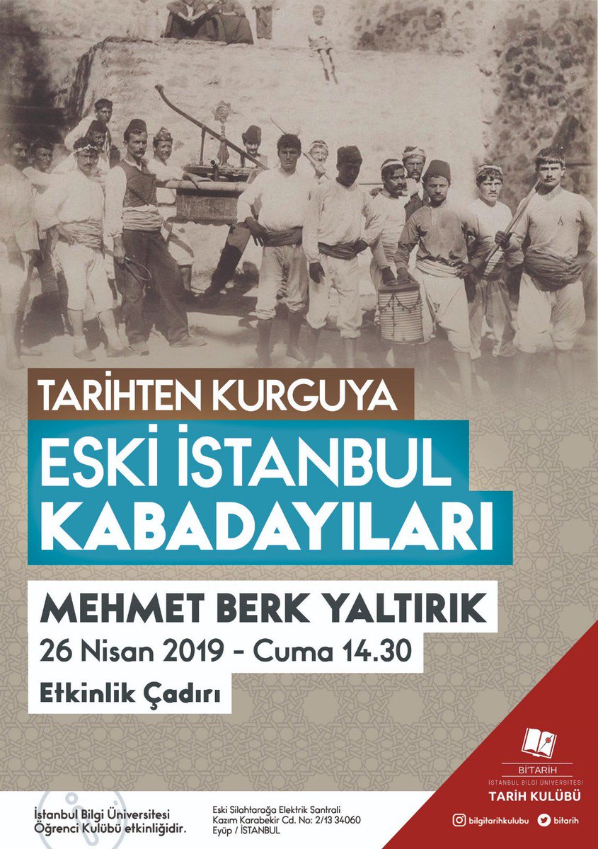 Eyy ahali; racon bilen, kaba'lığı ve dayı'lıkları efendiliklerinden gelen eski İstanbul kabadayılarının hayatının anlatılacağı etkinliğe duyan duymayan herkes davetlidir. 

<a href="/SonGulyabani/">Mehmet Berk Yaltırık</a> <a href="/BiLGiOfficial/">İstanbul Bilgi Üniversitesi</a>