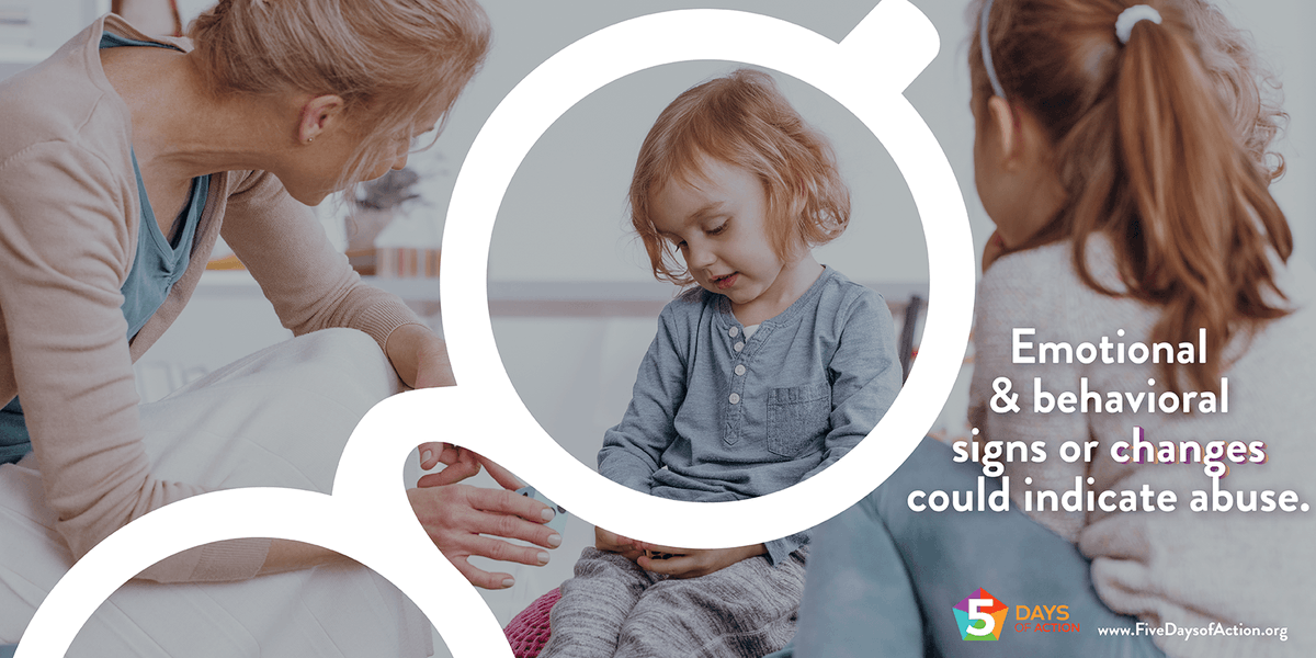 Darkness2Light's tweet photo. Signs that a child is being sexually abused are often present, but they can be indistinguishable from other signs of child stress or trauma. Learn more signs at  https://t.co/zrNF0mqN8R. #FiveDaysofAction https://t.co/gTkHp6fr6V
