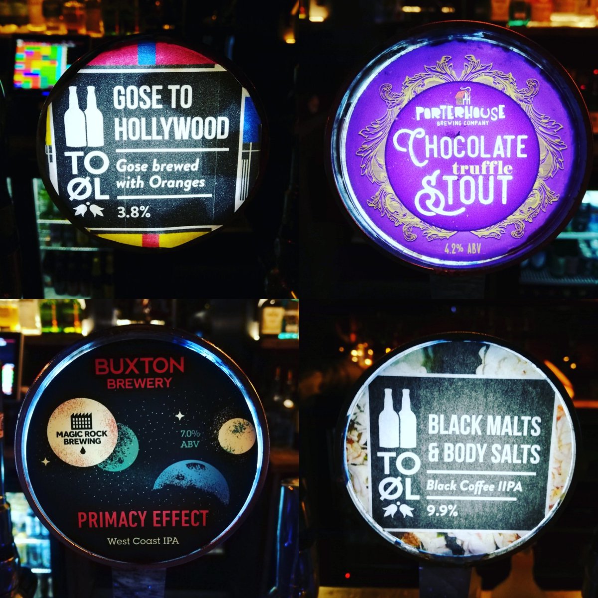 We've got some crackin' beers for ye this week lads 🍻
•Gose to Hollywood - a 3.8% Gose brewed with Oranges.
•Black Malts &amp; Body Salts - a 9.9% Black Coffee Imperial IPA.
•Chocolate Truffle Stout from @porterhousebrewco 4.2%.
•Primacy Effect - 7% West Coast IPA
#craftbeer