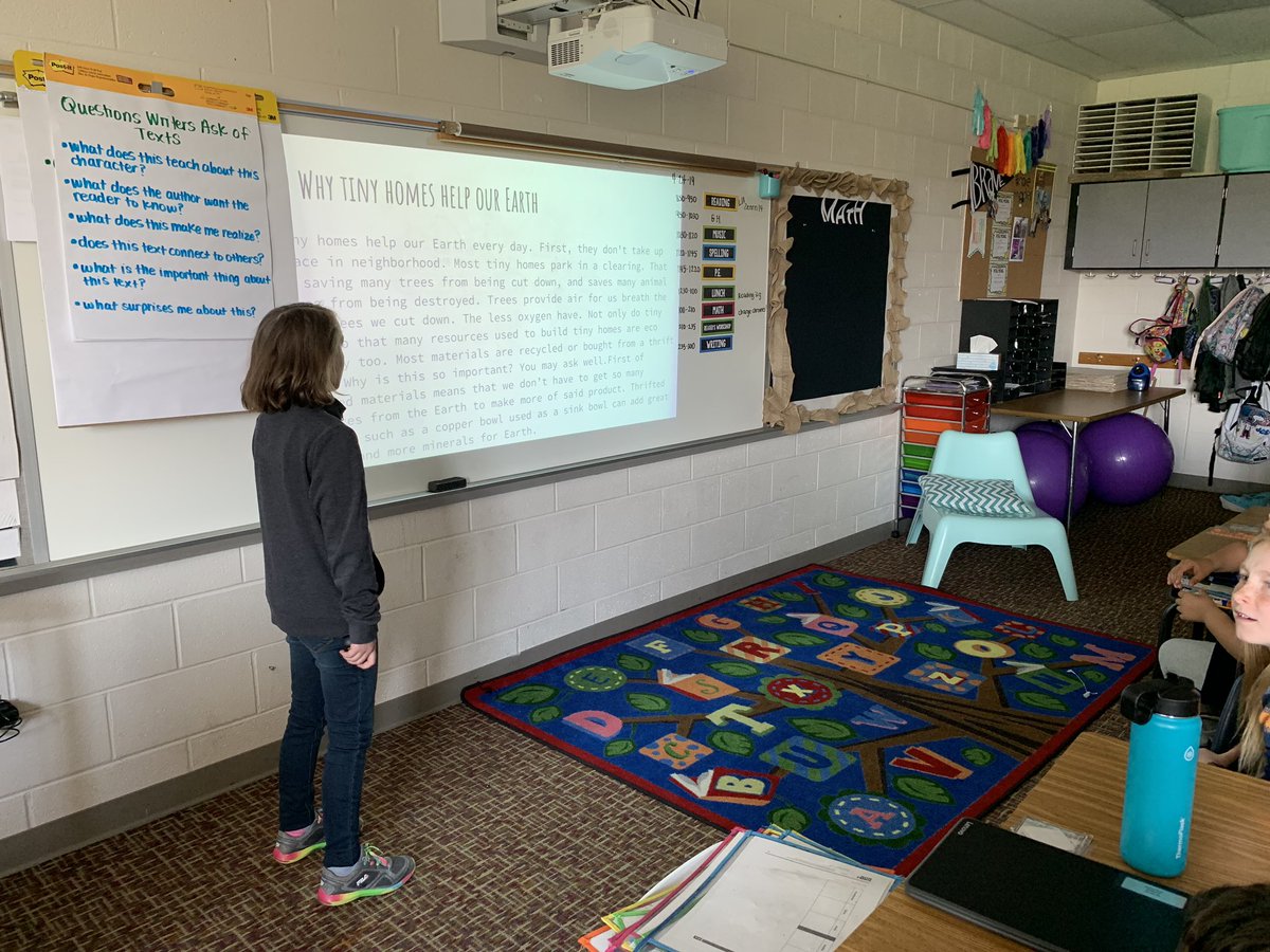 CourtneyRubo's tweet photo. Our second #geniushour presentation was on tiny homes and how they help our earth! #SD113A #RVican https://t.co/Tfg209Og0r