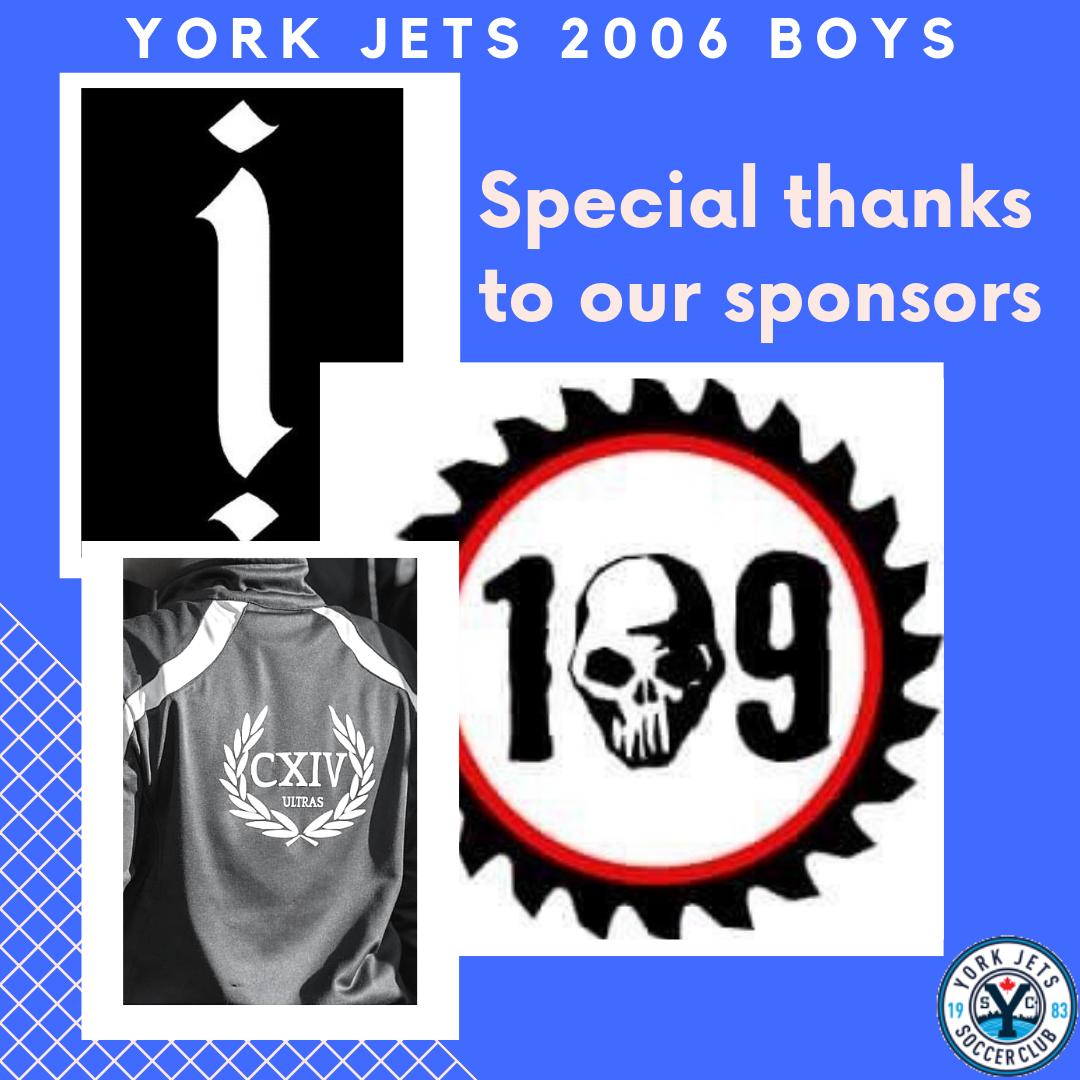 <a href="/2006York/">York Jets 2006</a> Jets #Soccer 2006 is very fortunate to have the generous support of many people.A special thanks to @cxivultras <a href="/inebriatti/">Inebriatti</a> and <a href="/originaltfc109/">Original109 (Block114)</a> for sponsoring us. This is the 3rd year of sponsorship #YJSC #TorontoSoccer #cxivultras #yorkregion #osa #tryouts #houseleugue