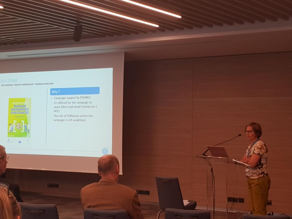 FilipPelgrims's tweet photo. @valerievangulck presenting about the role of the ohn nurse in the Europe campagne at #fohneu Boedapest @idewe https://t.co/js0B8XULG3