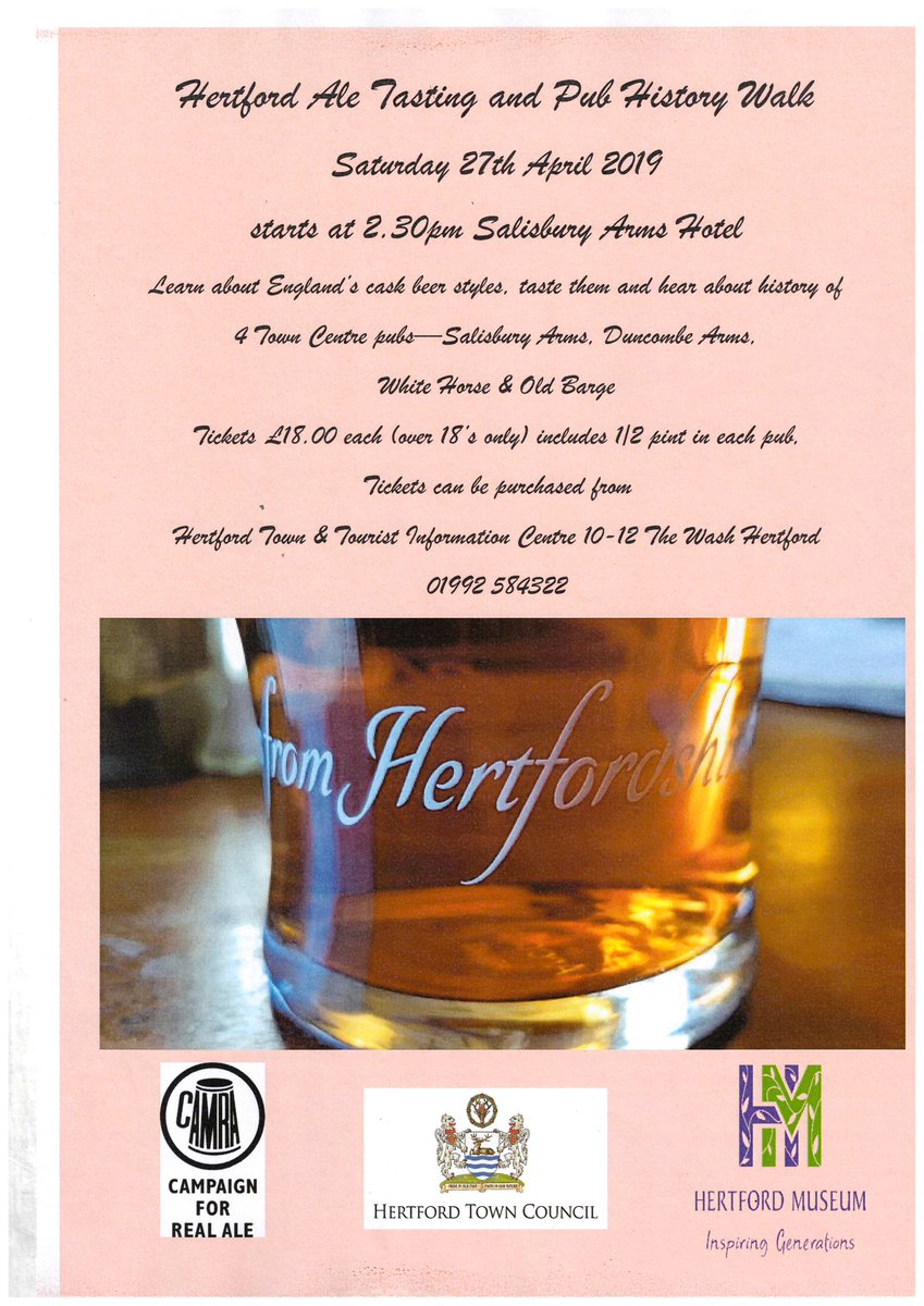 Pub History and Ale Tasting Walk this Saturday. Special discounted price from 9.30am Thursday 25th April: £14 per person (to include refreshments) or £12 per person for groups of 4 or more. 
If you enjoy beer or history you will like this walk, if you like both you will love it.