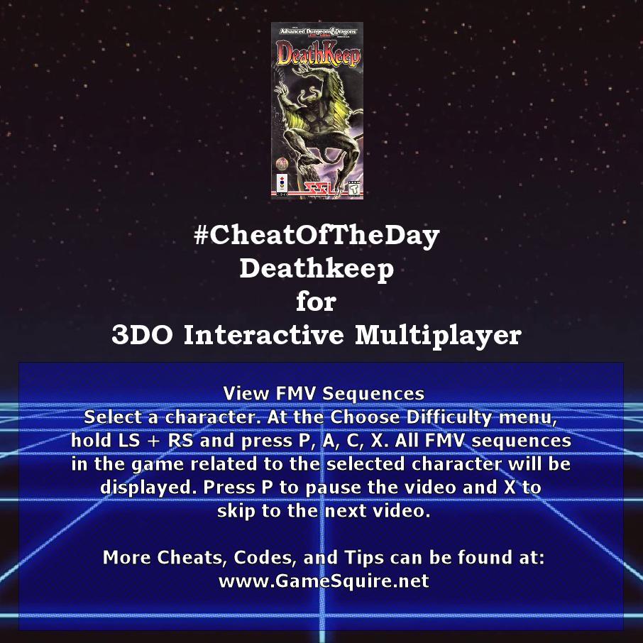 GameSquire's tweet image. #CheatOfTheDay #Deathkeep #View #FMV #Sequences #3DOInteractiveMultiplayer instagram.com/p/BwpG38TF-DS/ #LionEntertainment #StrategicSimulations #AdvancedDungeonsAndDragons #DungeonsAndDragons #Panasonic #Sanyo #GoldStar #The3DOCompany #3DOCompany #InstaRetroGaming #InstaClassicGaming