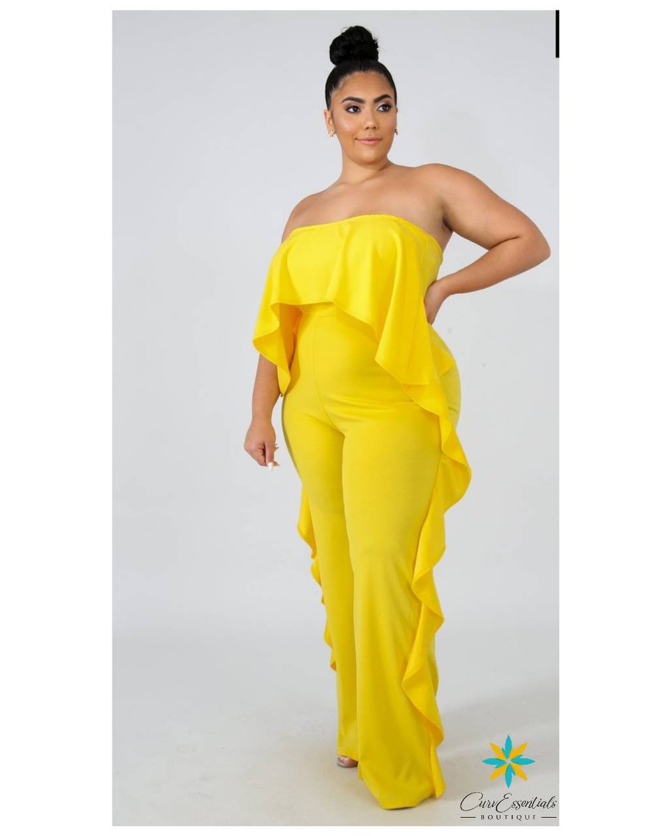 CurvessentialsB's tweet image. Oh wait. Imagine your curves, this bright color and those ruffles. 1XL-3XL. $48.50. Sway Bright Jumpersuit.
#CurvEssentialsBoutique  #WhereCurvesAndConfidenceCollide #CurvyWomen #CurvesAreBeautiful #curvesdontdiscriminate #womeninbusiness #blackownedbusiness #buyfromablackwoman