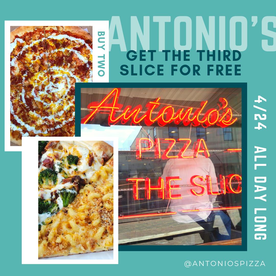 ParkWestLife's tweet photo. Park West Foodie Week x Antonio's Pizza
ʙᴜʏ 𝟸 ɢᴇᴛ ᴛʜᴇ 𝟹ʀᴅ sʟɪᴄᴇ ғᴏʀ ғʀᴇᴇ
Stop by today from 11 am - 10:30 PM and enjoy the Park West special!
#parkwestlife #foodieweek #residentAppreciation https://t.co/coH5e2NyOo