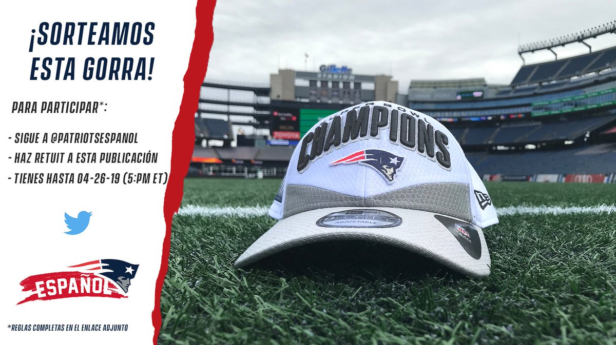 patriotsespanol's tweet photo. Sorteamos esta gorra de campeones. ¡Solo sigue a @patriotsespanol y haz un RT a esta publicación, así participarás en nuestra rifa!  ¡Suerte!

Reglas: https://t.co/IHKhINanJk

#SoyPatriota | #GoPats https://t.co/EPYLfQH4HQ