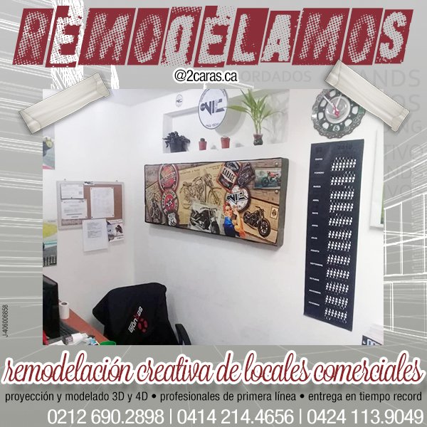 2carasCa's tweet photo. En https://t.co/5mWrL7NjIc también Remodelamos Locales comerciales y oficinas con alto criterio de buen gusto y profesionalismo.
📞 0414-2144656 | 0424-1139049 | 0212-6902898
📧 2caras.ca@gmail.com
#2carasca #Caracas  #imagencorporativa 🇻🇪 #remodelación #arquitectura #24Abr https://t.co/ci2EmsCUKI