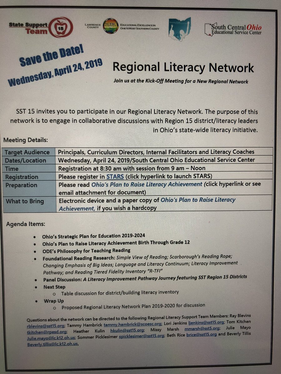 The Regional Literacy Network had its first meeting this morning with the purpose to engage in collaborative discussions with districts and literacy leaders in Ohio’s state-wide literacy initiative. #PathwayToLiteracy #SimpleViewOfReading