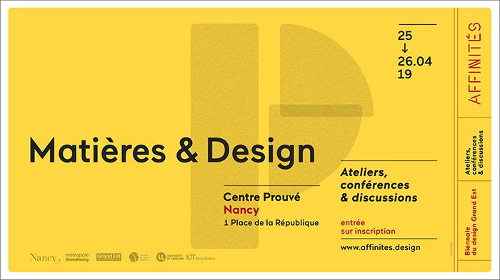📣 DEMAIN / MATIÈRES &amp; DESIGN 📣
25 &amp; 26 AVRIL / Centre Prouvé Nancy

➔ INFOS &amp; INSCRIPTIONS
affinites.design

#Design #industriel #finances #graphique #data #santé #impression3d #impression4d
<a href="/IFDFRANCE/">IFD</a> @matalicrasset <a href="/CNRS/">CNRS 🌍</a> <a href="/labo_IJL/">Institut Jean Lamour</a> 
@designaffinites