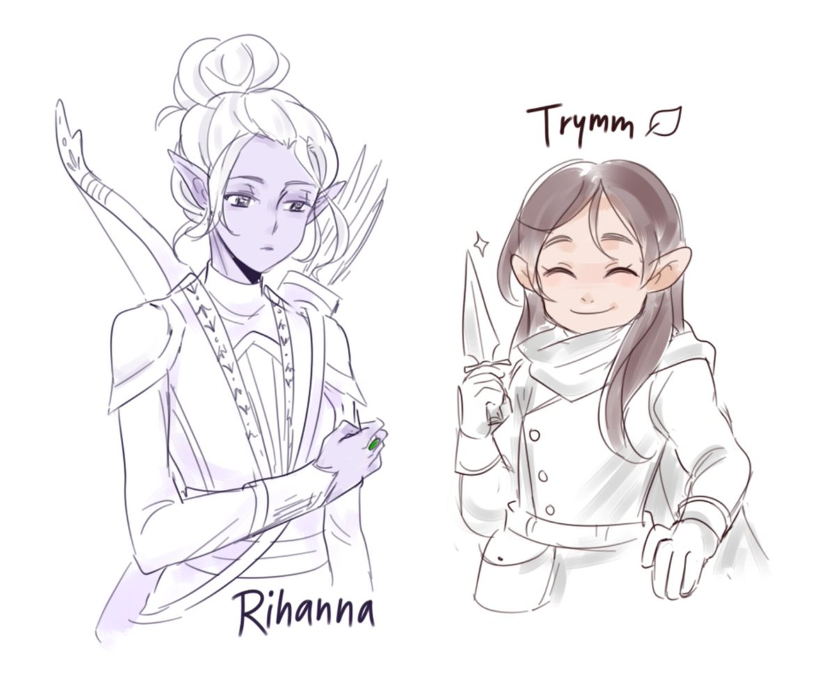 WE HAD OUR FIRST SESSION ✨ and it was so much fun!!! ? sketched out some of my party members.

you can check out their brief descriptions and expect more stuff (that i may not post here) at Petunia's instagram ?
https://t.co/hLn4Vcdl3E 