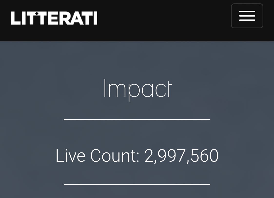 Within 24 hours the <a href="/litterati/">Litterati</a> counter will pass the 3 million pictures of picked up litter. Some said <a href="/jeffkirschner/">Jeff Kirschner</a> was mad when he started this and warned him it would never work.