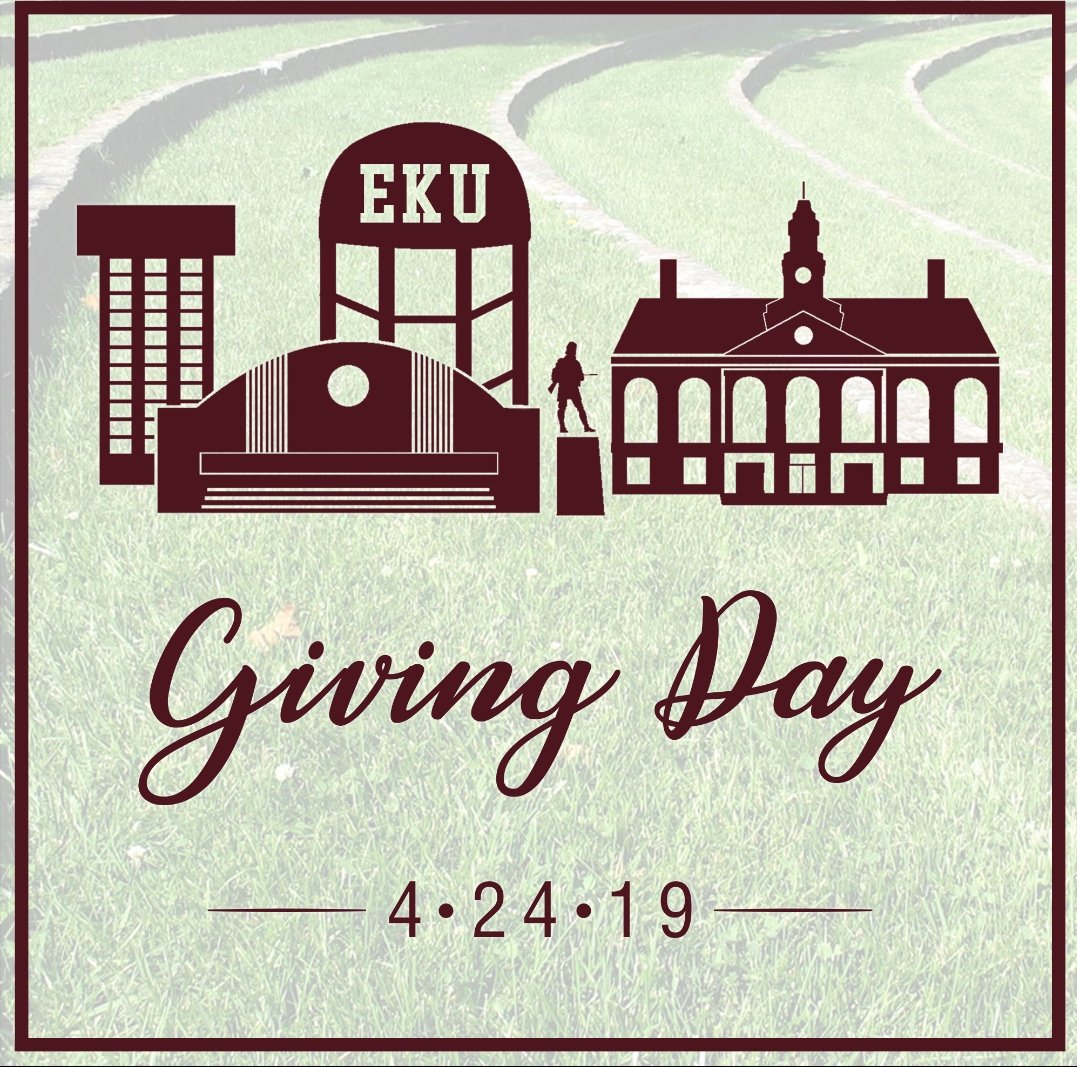 EKUComm's tweet photo. Today is #EKU Giving Day! Join us today as we strive to reach our goal of 424 donors in 24 hours! https://t.co/OH3TAluIFV