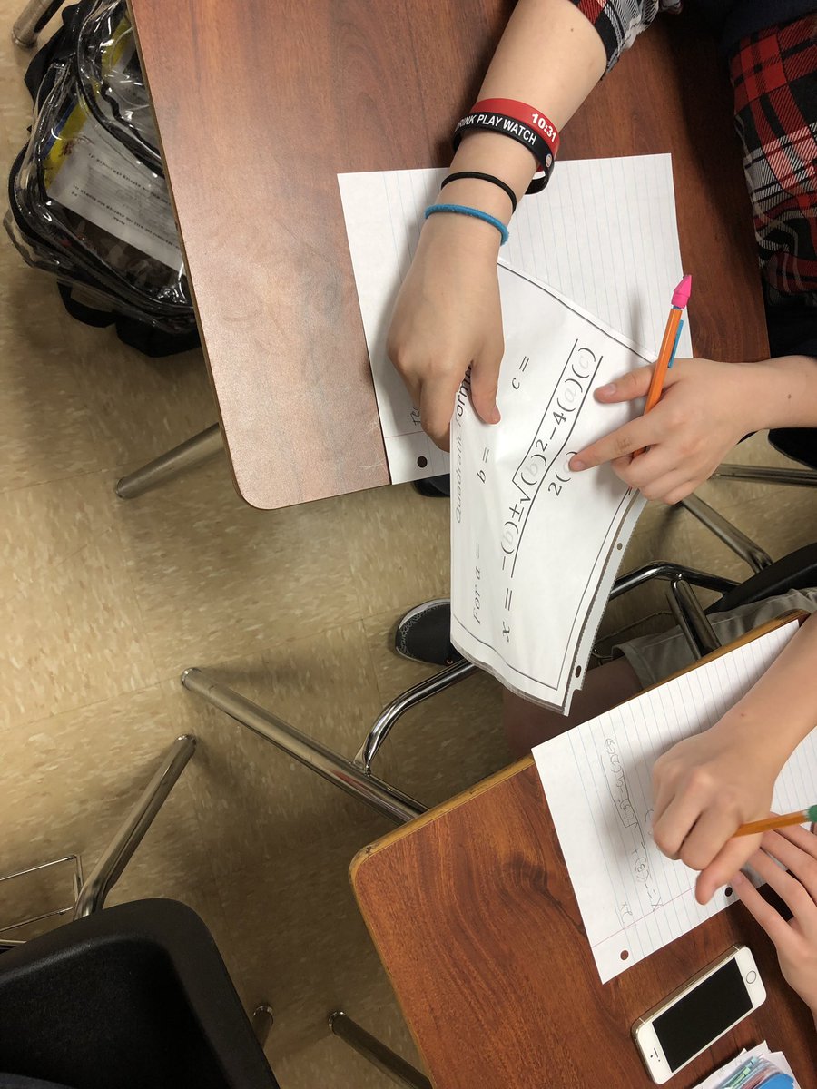 KyraMaisha's tweet image. Students coaching each other on solving quadratic functions using the quadratic formula. #RallyCoach #WCmath @ilovemychargers @NEISD_MATH