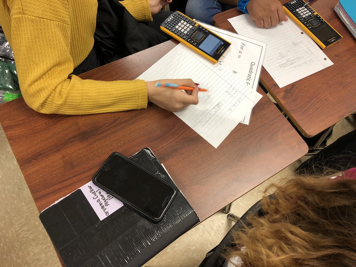 KyraMaisha's tweet image. Students coaching each other on solving quadratic functions using the quadratic formula. #RallyCoach #WCmath @ilovemychargers @NEISD_MATH