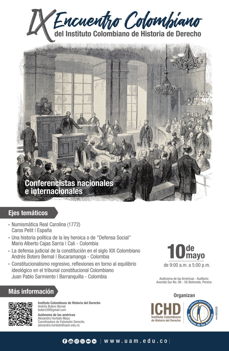 fandresvm's tweet photo. IX Encuentro Colombiano del Instituto COlombiano de Historia de Derecho - Convocatoria https://t.co/0VEKVRfBV8 te esperamos @autonomamericas #pereira mas información @Alexahm1105 @josefredyArist1 https://t.co/KUI6qiINqv