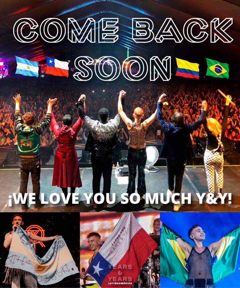 latinoyears's tweet photo. Gracias por darnos el mejor concierto de nuestras vidas, vuelvan pronto. ¡Los Amamos! 💖😍🇦🇷🇨🇱🇨🇴🇧🇷 @yearsandyears @_EmreTurkmen_ @alexander_olly #YearsAndYearsLive https://t.co/kmsk7ylokZ