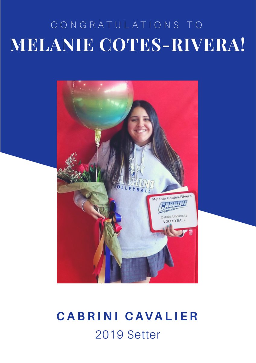 ECPowerVBall's tweet photo. Congrats to #ECPcommit Melanie Cotes-Rivera on her commitment to Cabrini University! Good luck and keep up the great work in college!
#ecp #ecpower #gopower #cabrini #cabriniuniversity #cavaliers #college #collegevolleyball #collegebound https://t.co/e8XQQ6WOp4
