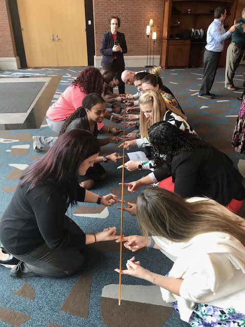 DCPASExcellence's tweet photo. Members of the Defense Civilian Emerging Leader Program (DCELP) cohort 9 get a lesson on building with the “Helium Stick” exercise at the DoD Executive Management Training Center in Southbridge, Massachusetts. #DCPASExcellence https://t.co/mhImBp02G4